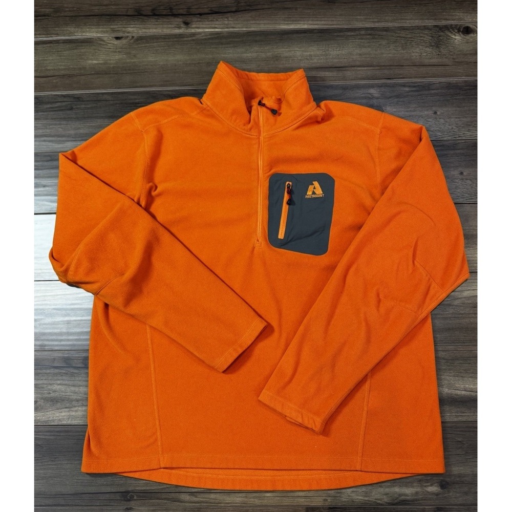 First Ascent Eddie Bauer Jacket Men's XL Orange Polartec Fleece 1/4 Zip Pullover